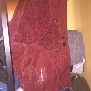 burgundy booty shorts
